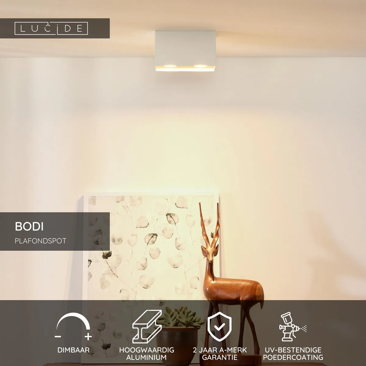 Lucide BODI Plafondspot 2xGU10 - Wit