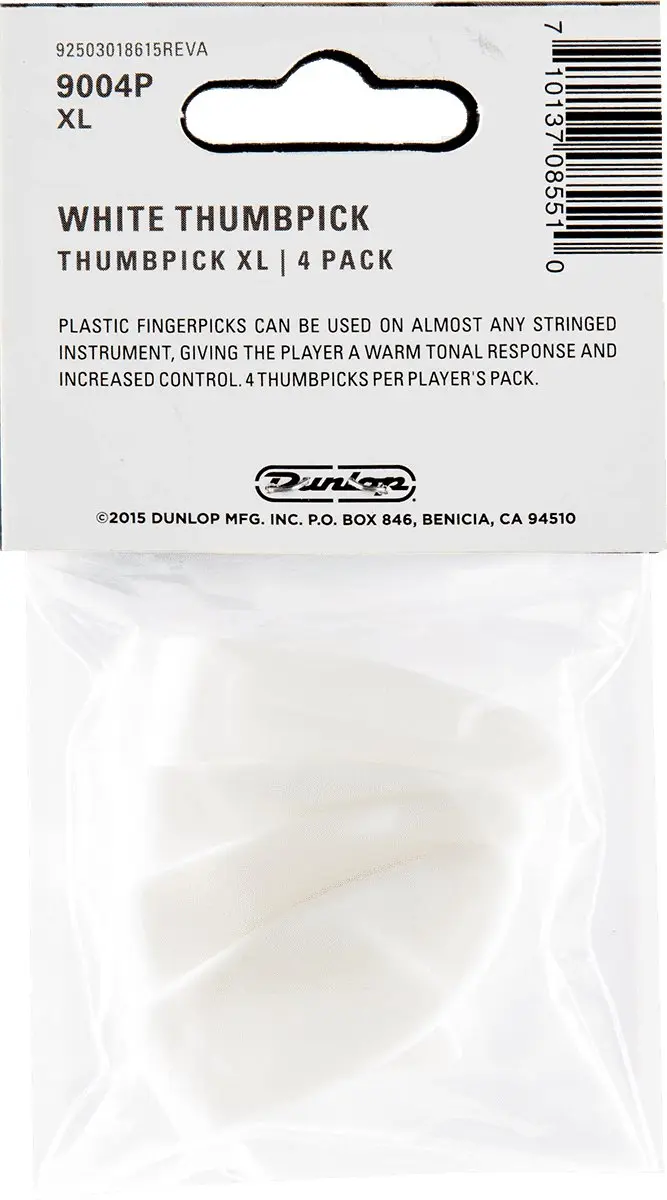 Dunlop Duimplectrum Extra Large Wit - 4 Stuks
