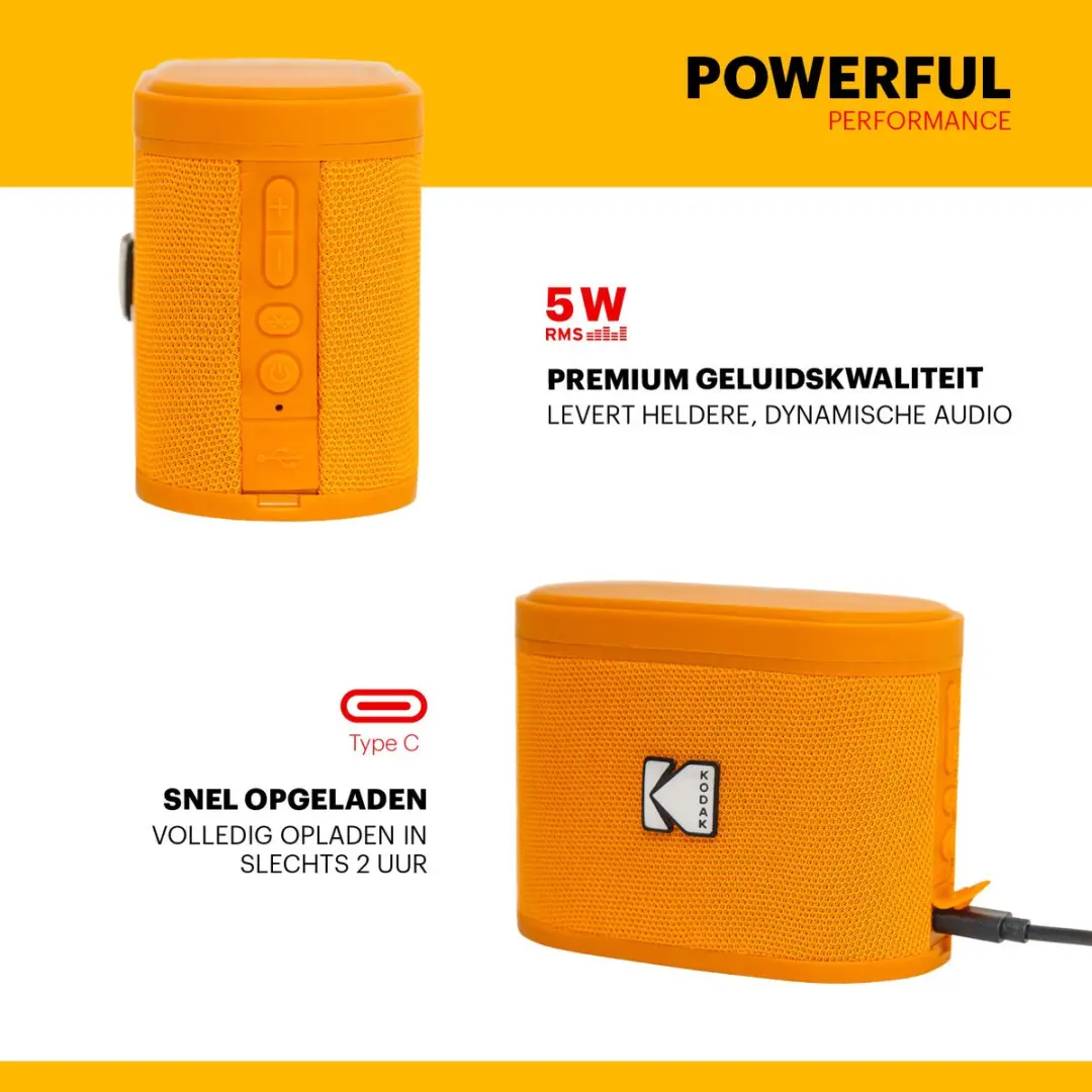 Kodak SoundBrix SBRIX Bluetooth Speaker - 5W - Oranje
