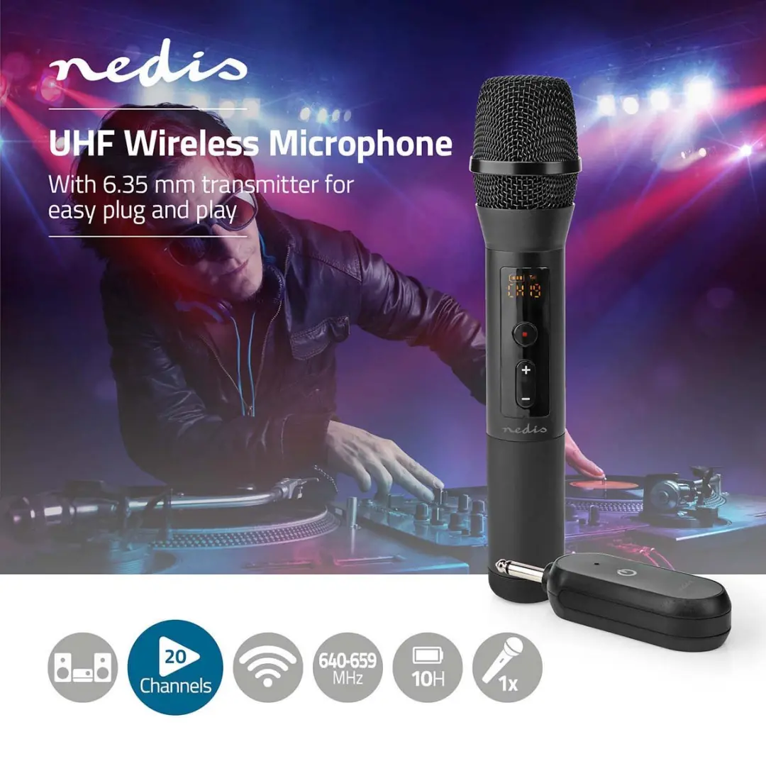 Nedis MPWL200BK Draadloze Microfoonset - 20 Kanalen - Zwart - afbeelding 6 van 6