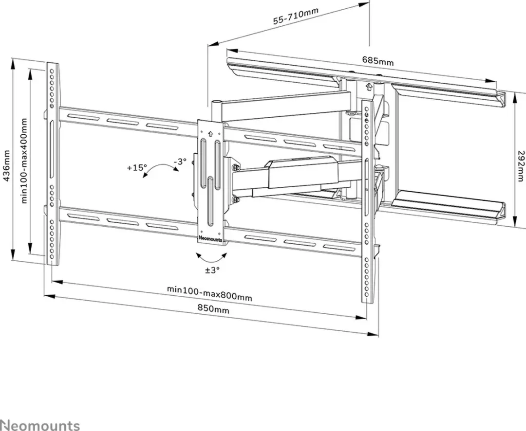 Neomounts WL40-550BL18 TV Muurbeugel - Full Motion 43-75" - Zwart