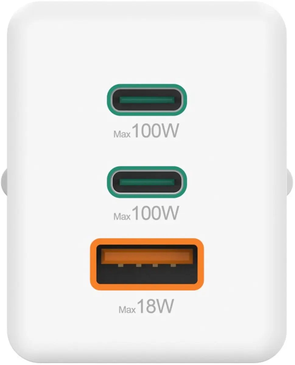 Hama 100W GaN Snellader - 2x USB-C PD, 1x USB-A QC - Wit