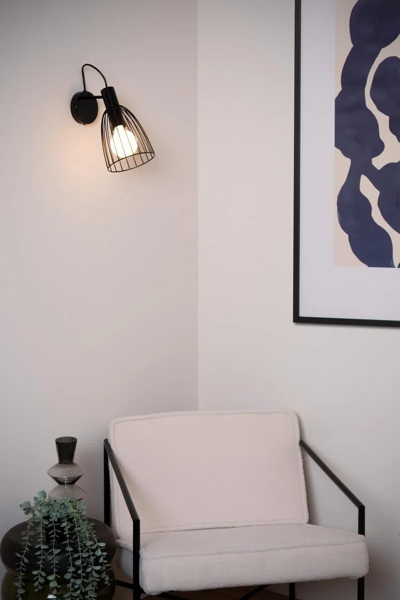 Lucide Macarons Wandlamp E27 - Zwart