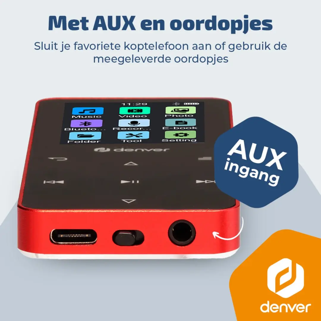 Denver MP1830R MP3/MP4 Speler - 4GB - Rood - afbeelding 6 van 6