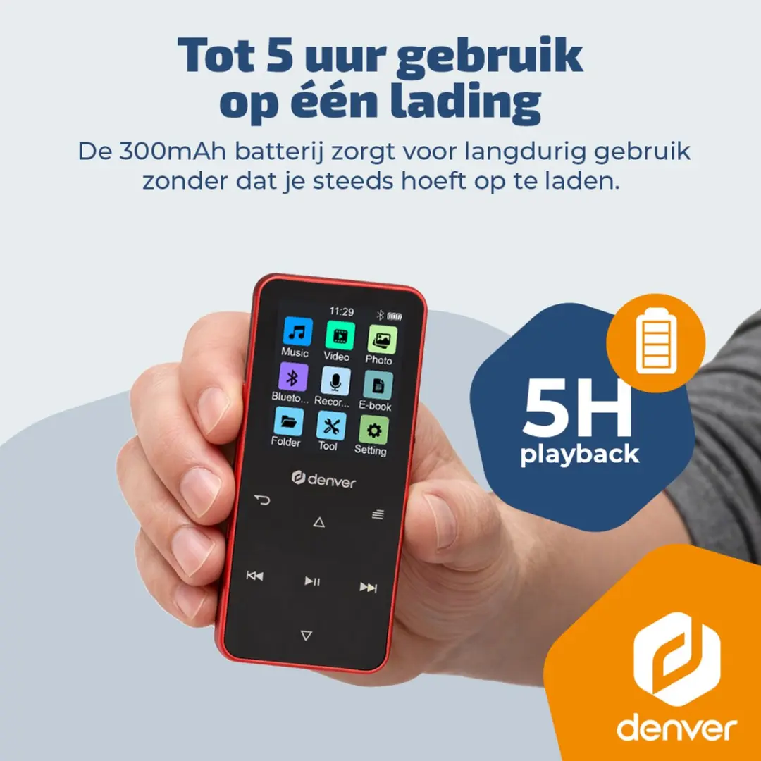 Denver MP1830R MP3/MP4 Speler - 4GB - Rood