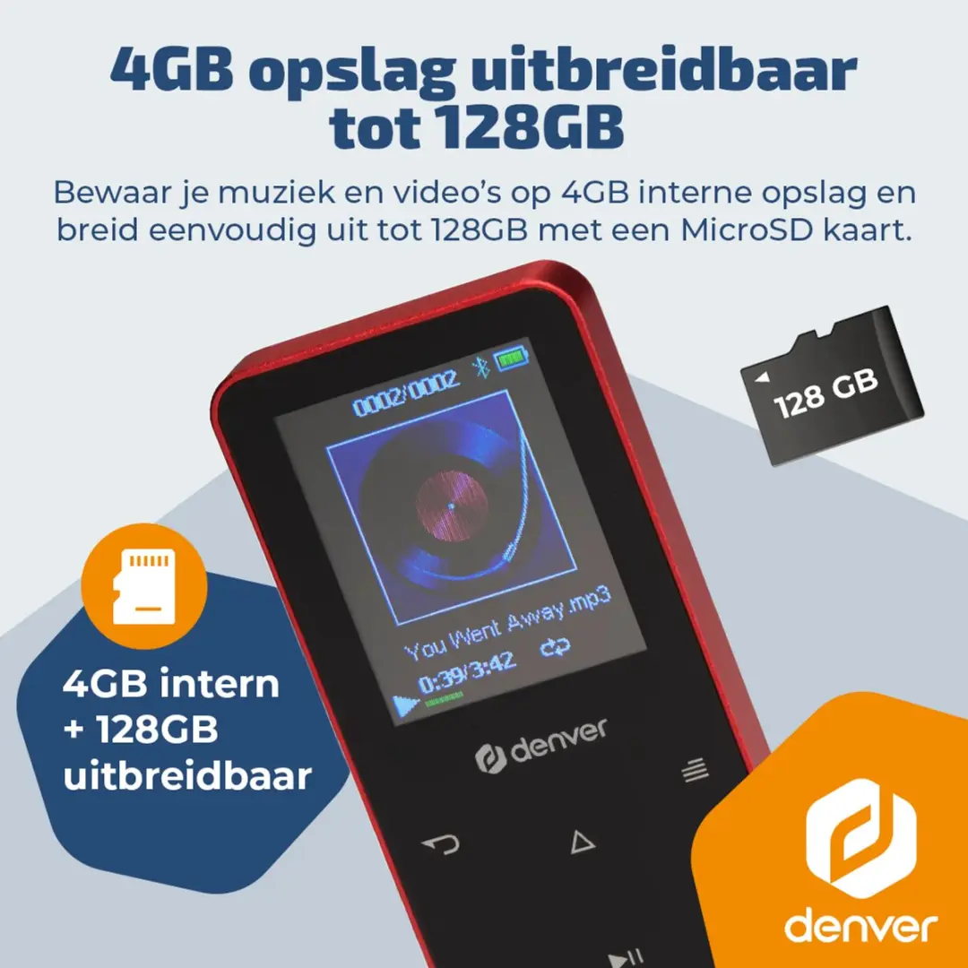 Denver MP1830R MP3/MP4 Speler - 4GB - Rood