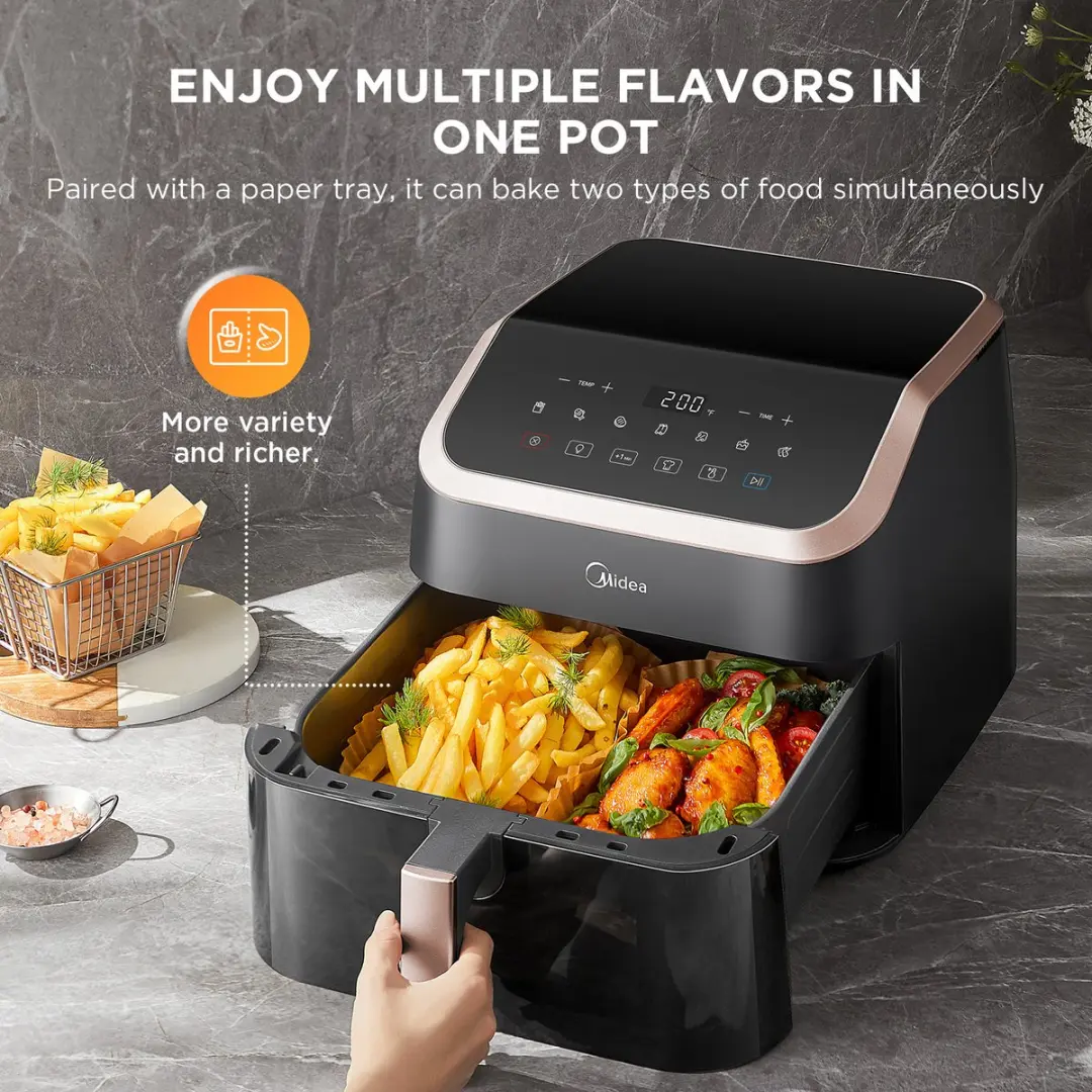 Midea MF-CY85K Airfryer 8.5L - 1600W - 10 Presets - Zwart