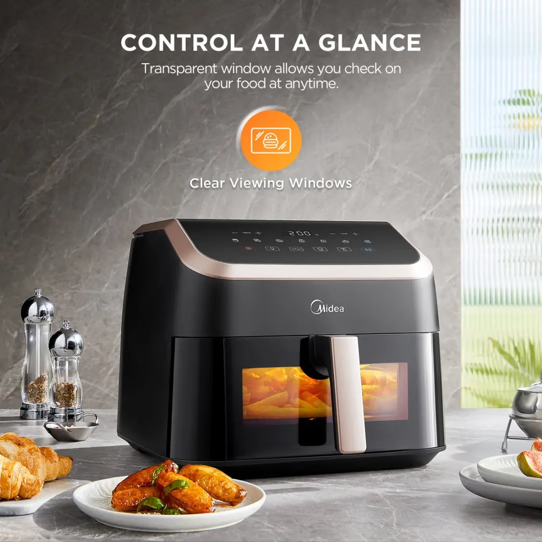 Midea MF-CY85K Airfryer 8.5L - 1600W - 10 Presets - Zwart