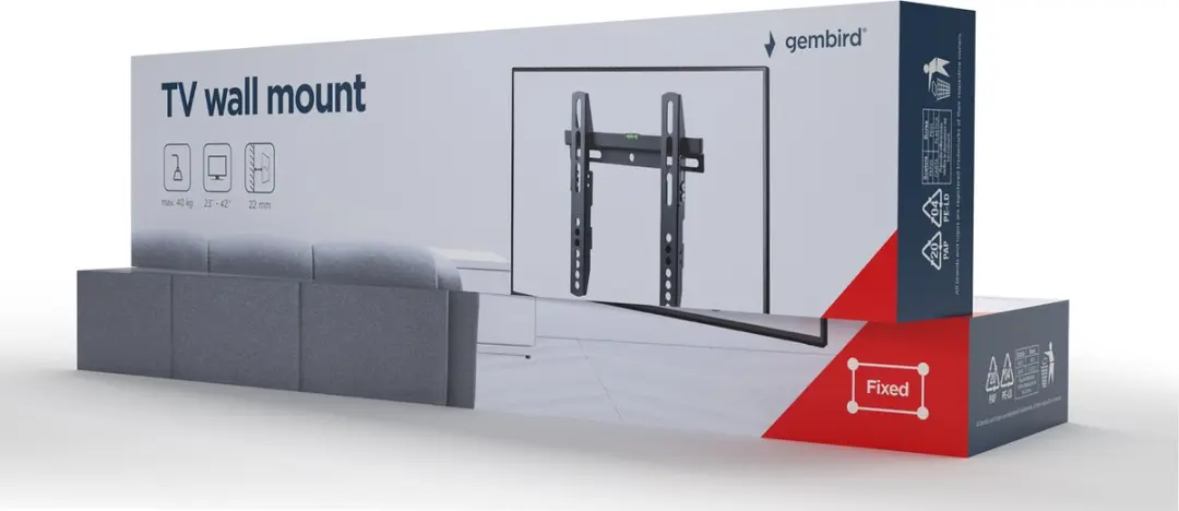 Gembird WM-42F-02 Vaste TV-Muurbeugel 23-42" - Zwart - afbeelding 6 van 6