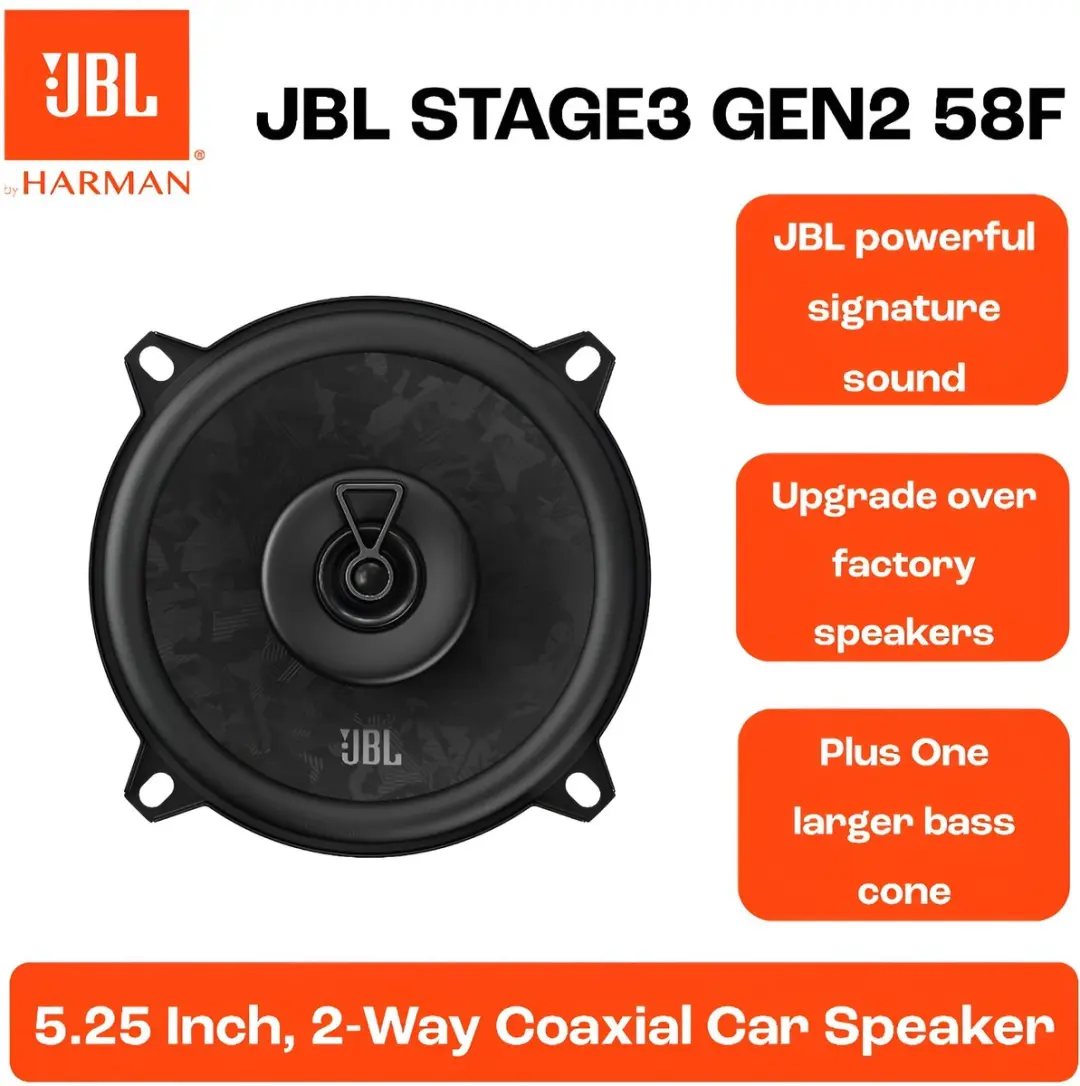 JBL Stage3 58F Autospeakers 60W - 5,25" Coaxiaal - Zwart