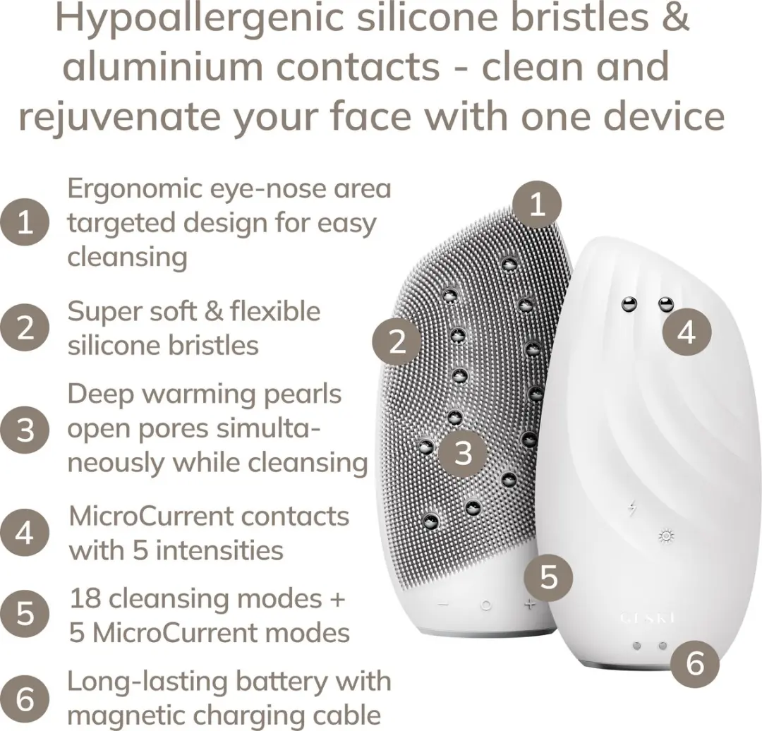 GESKE SmartAppGuided Sonic Thermo Facial Brush GK000006WH01 - 18 Snelheden - Wit