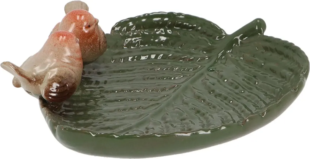 Esschert Design Vogelbad Keramiek Blad - Groen