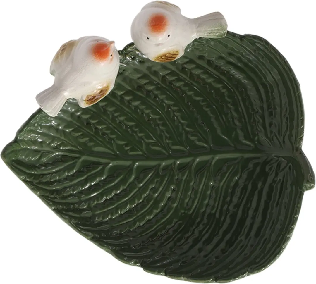 Esschert Design Vogelbad Keramiek Blad - Groen