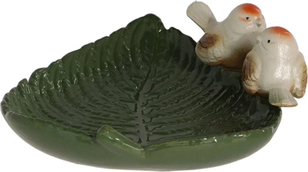 Esschert Design Vogelbad Keramiek Blad - Groen