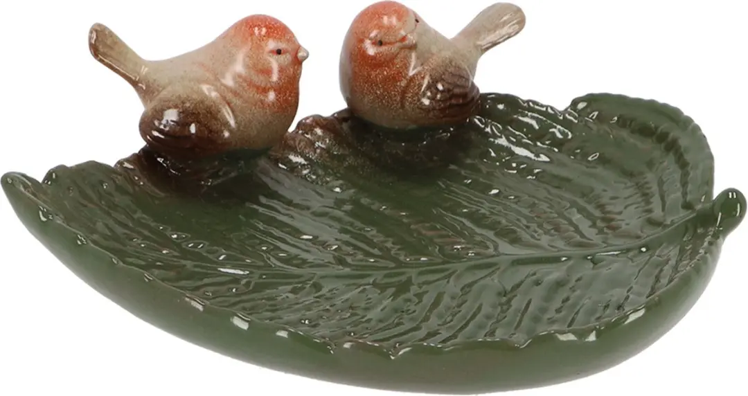 Esschert Design Vogelbad Keramiek Blad - Groen