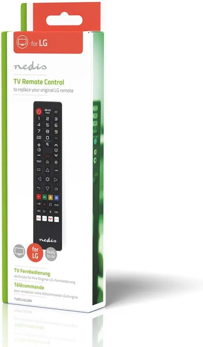 Nedis TVRC45LGBK Vervangende Afstandsbediening - Zwart
