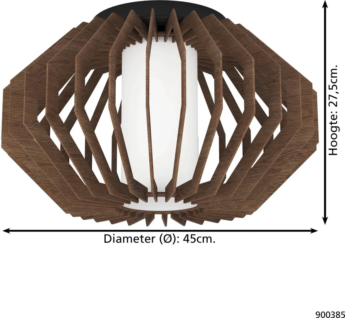 Eglo Rusticaria Plafondlamp Ø45cm - Zwart/Bruin/Wit - afbeelding 6 van 6
