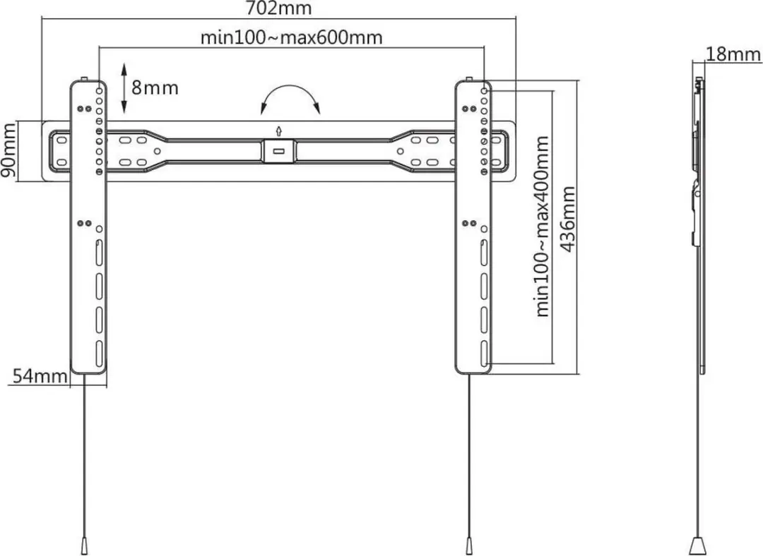 Deltaco ARM-0151 Vaste TV Beugel - 37-70" - 35kg - Zwart