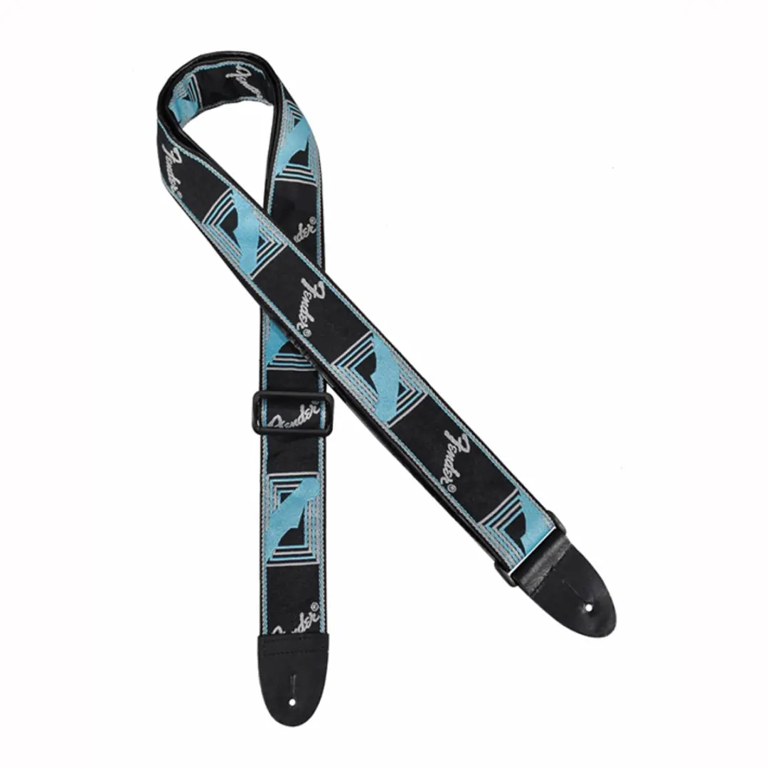 Fender Gitaarband 2 inch - Monogram - Zwart/Lichtgrijs/Blauw