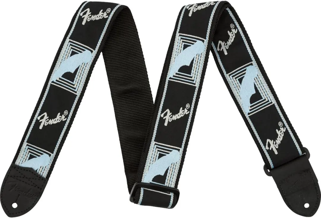 Fender Gitaarband 2 inch - Monogram - Zwart/Lichtgrijs/Blauw