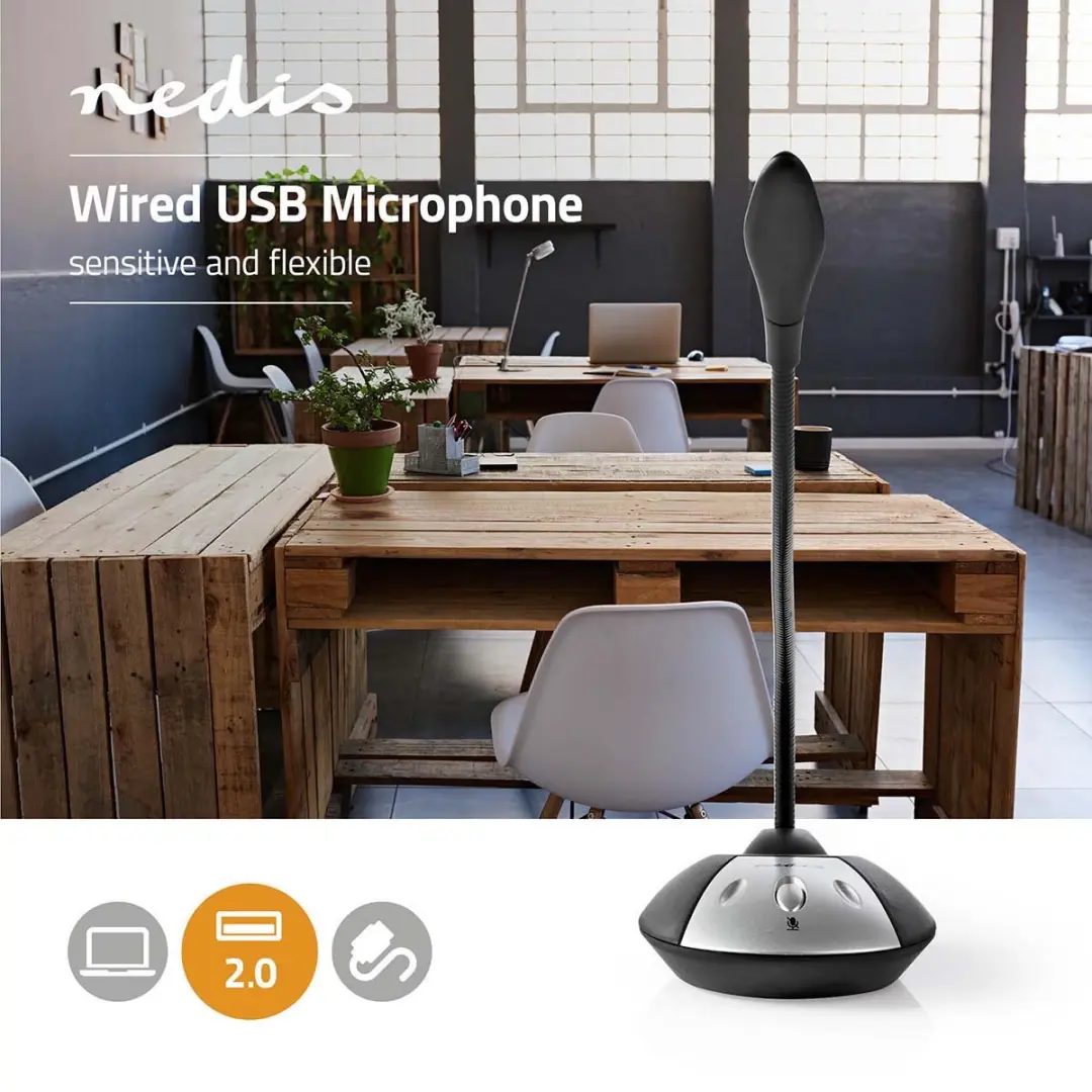 Nedis MICDU100BK USB Microfoon - Zwart