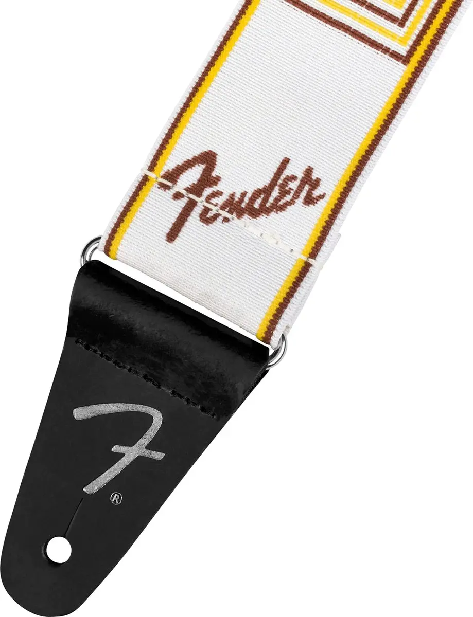 Fender WeighLess Monogram Gitaarband - Wit/Bruin/Geel