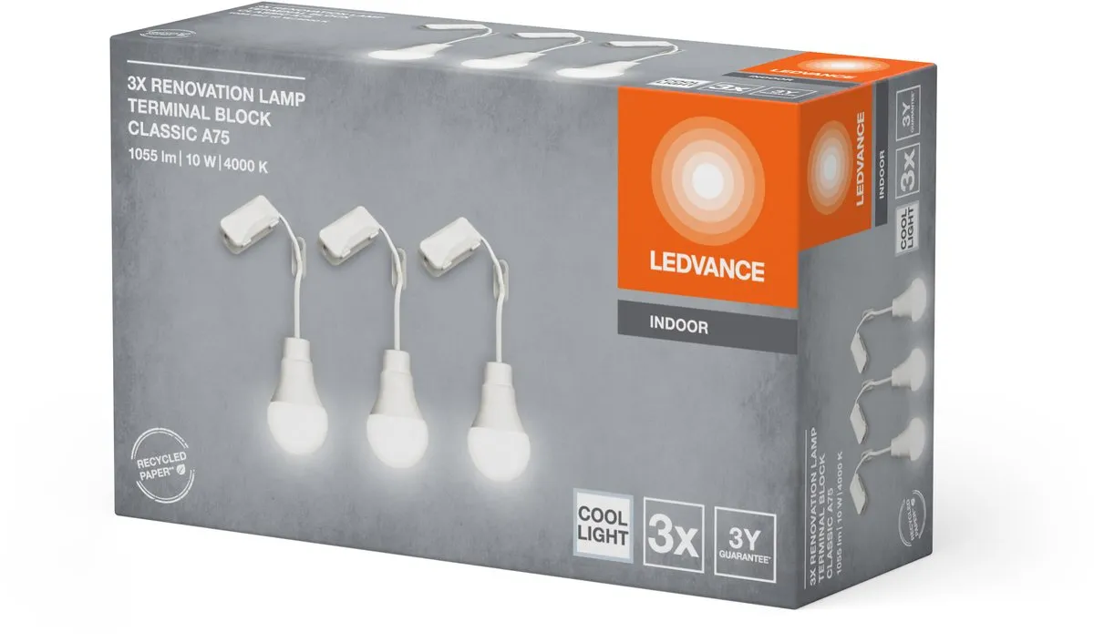 LEDVANCE Renovatie A75 LED-lamp 10W 1055lm - 3 Stuks - Koelwit 4000K