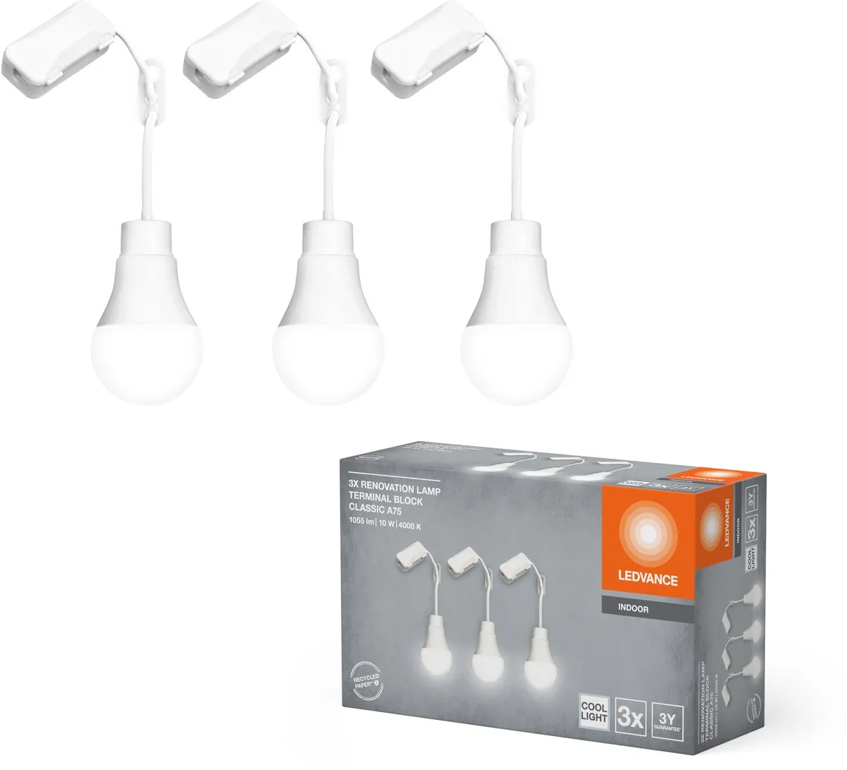 LEDVANCE Renovatie A75 LED-lamp 10W 1055lm - 3 Stuks - Koelwit 4000K