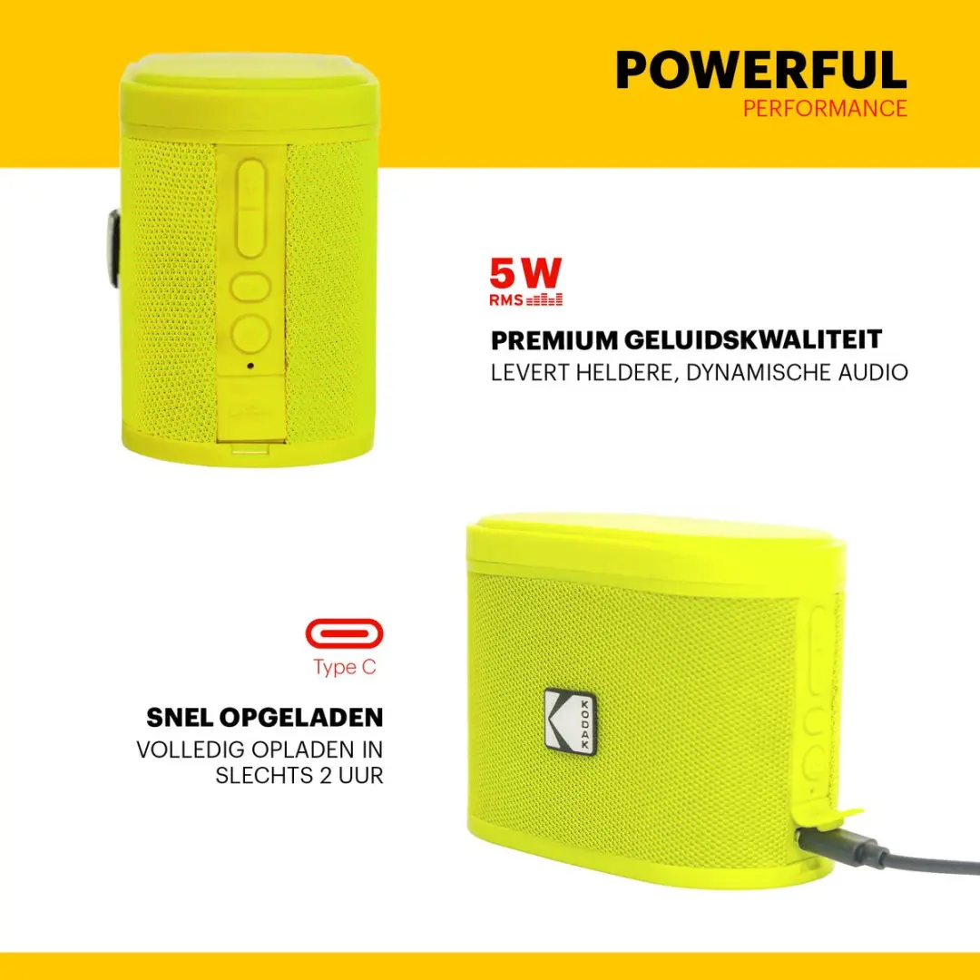 Kodak SoundBrix SBRIX Bluetooth Speaker - 5W - Geel