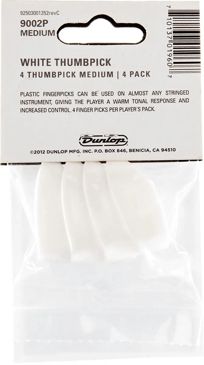 Dunlop Duimplectrum Medium - Wit - 4 Stuks