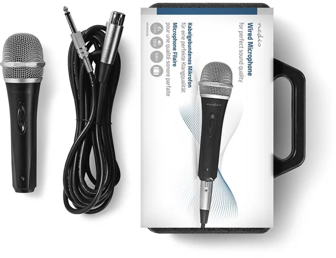 Nedis MPWD50CBK Bedrade Microfoon Cardioïde - 5m - Grijs/Zwart