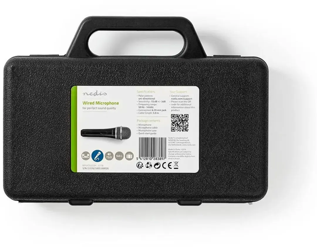 Nedis MPWD50CBK Bedrade Microfoon Cardioïde - 5m - Grijs/Zwart