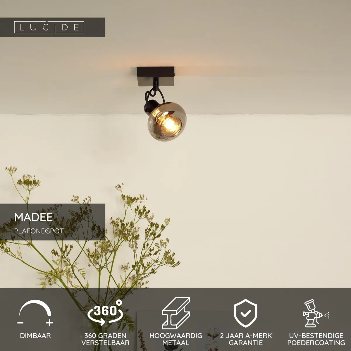 Lucide MADEE Plafondspot E14 - Zwart