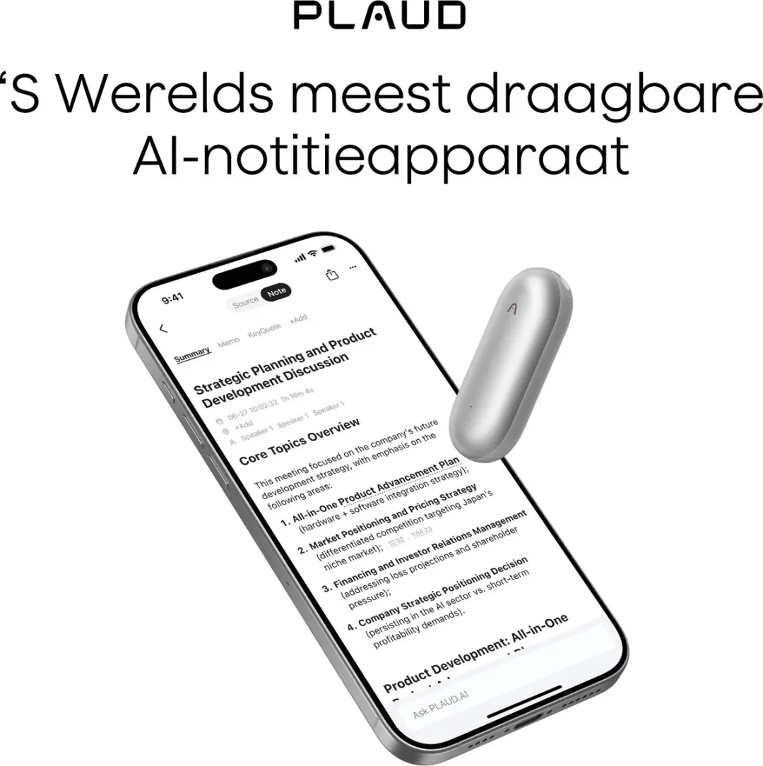 PLAUD NotePin NB-100 AI Voice Recorder - 64GB - Lunar Silver