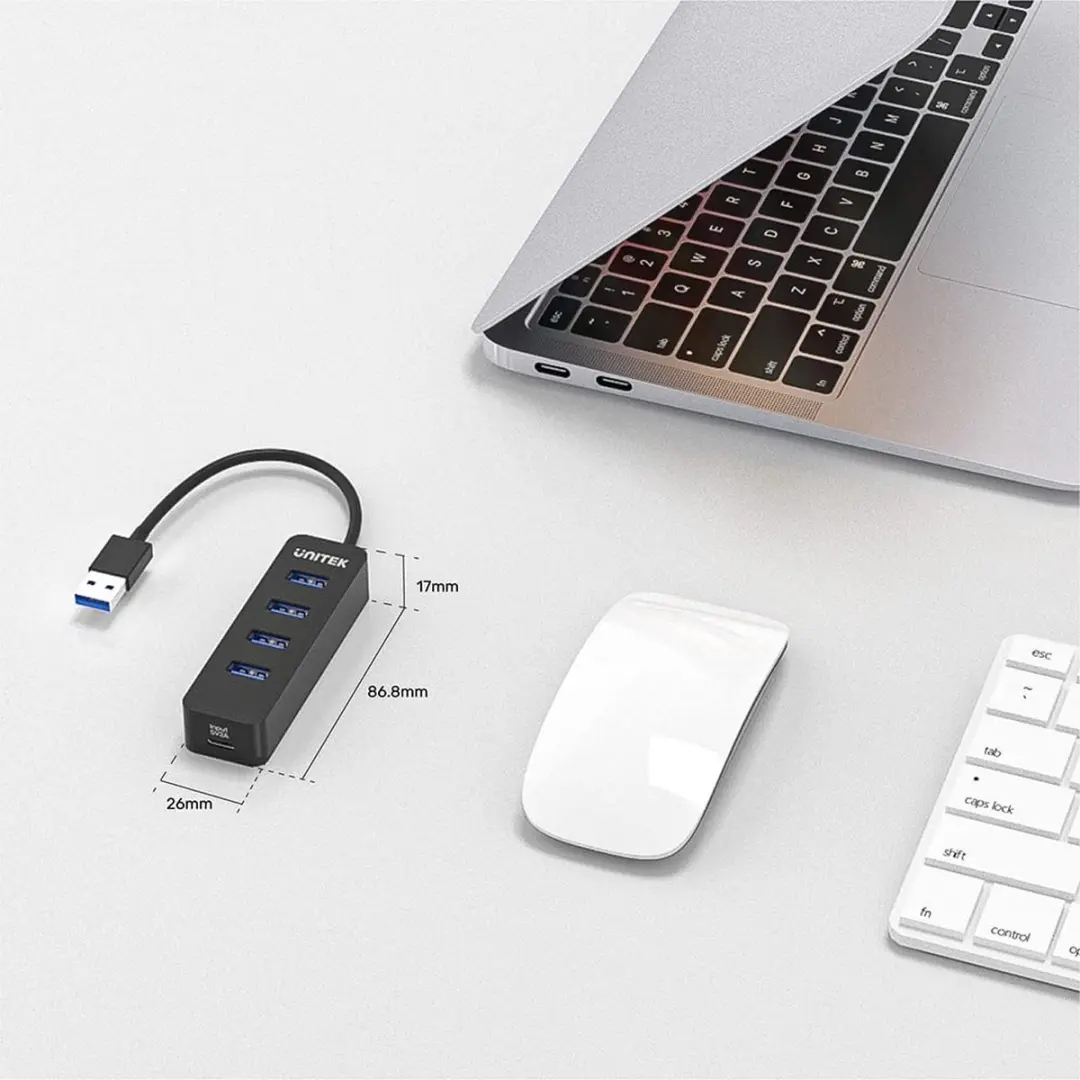 Unitek Hub USB-C H1117B 4x USB-A Poorten - 10W Voeding - Zwart