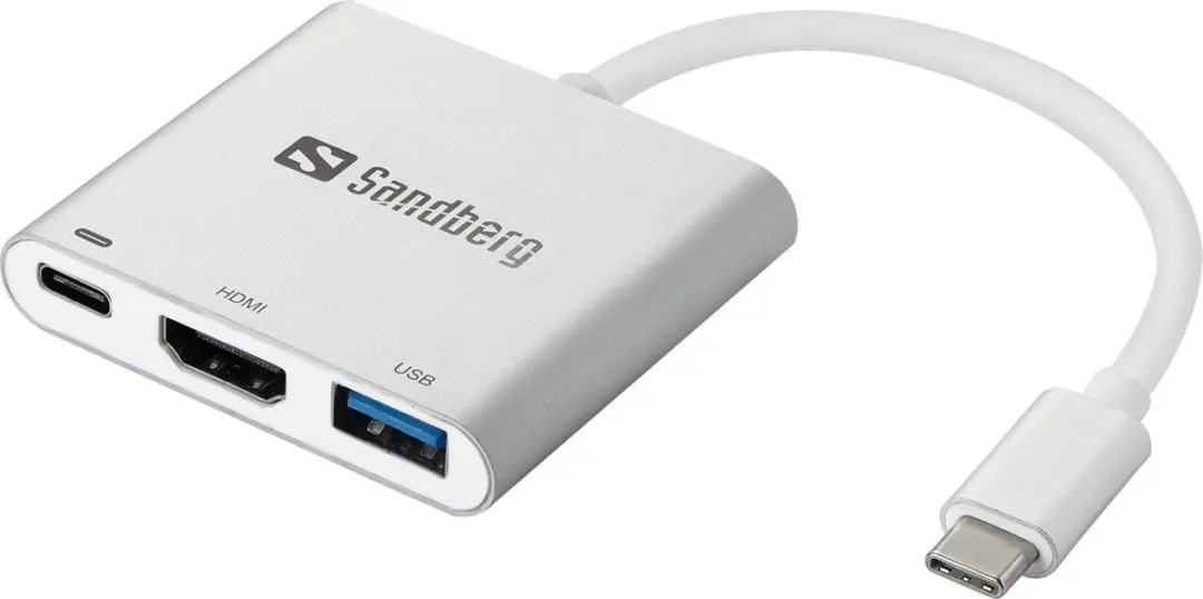 Sandberg 136-00 USB-C Mini Dock HDMI+USB - 4K/60Hz - Grijs/Wit