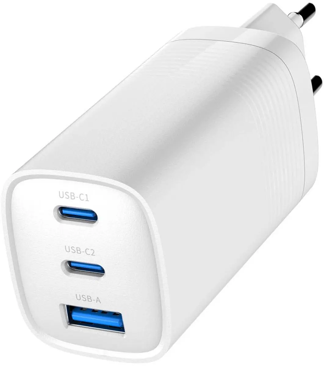 Gembird TA-UC-PDQC65-01-W 3-Poorts USB-C Oplader 67W - Wit