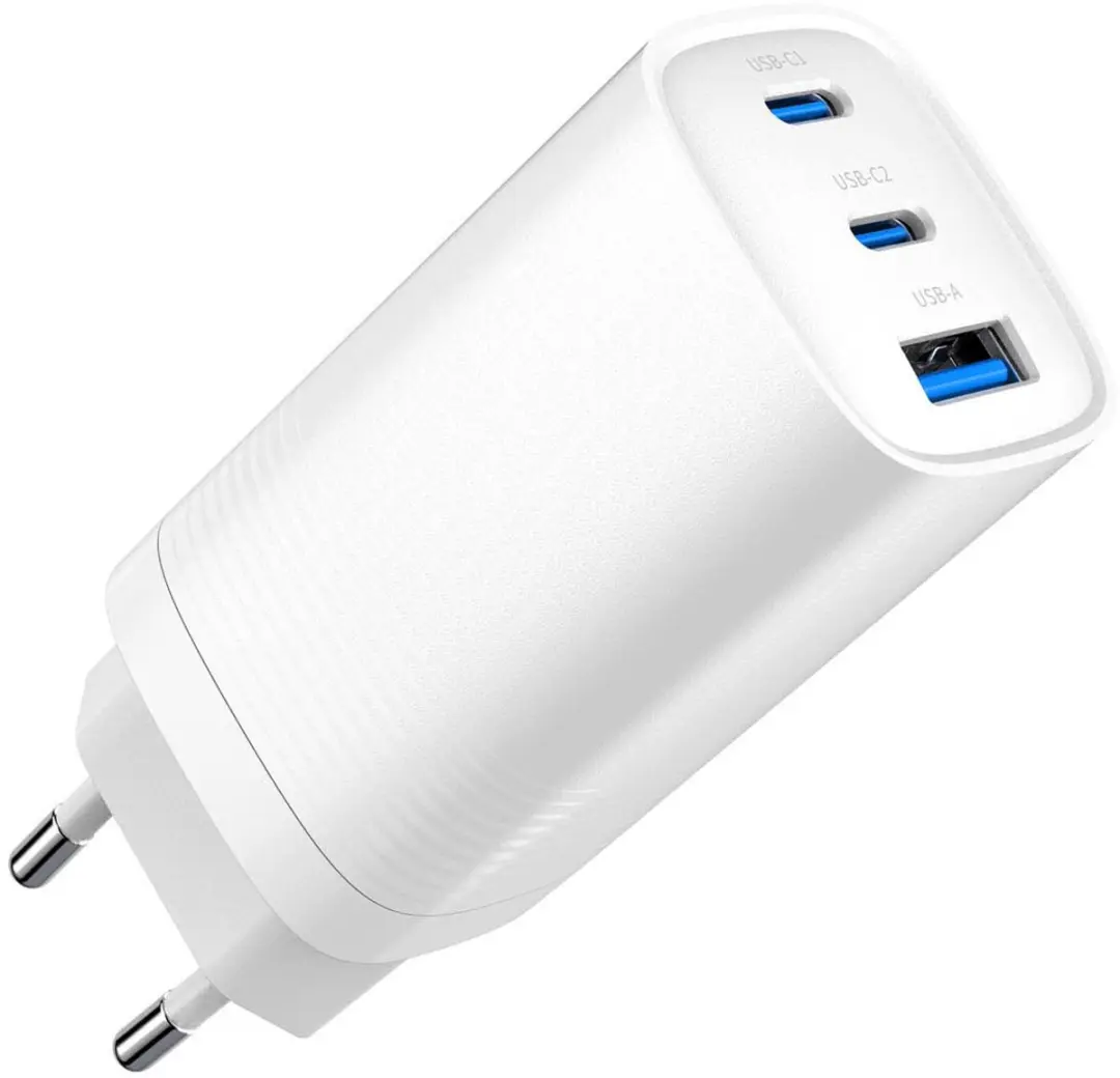 Gembird TA-UC-PDQC65-01-W 3-Poorts USB-C Oplader 67W - Wit