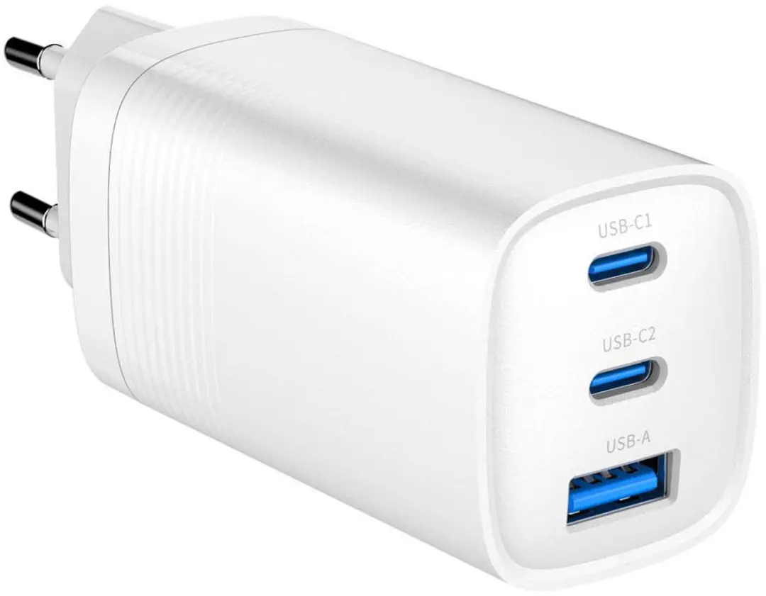 Gembird TA-UC-PDQC65-01-W 3-Poorts USB-C Oplader 67W - Wit