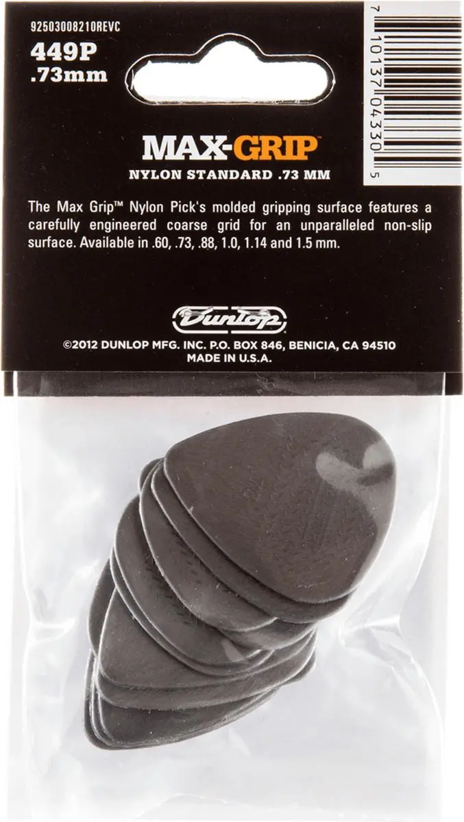 Dunlop Max Grip Plectrum 0.73mm - 12 Stuks