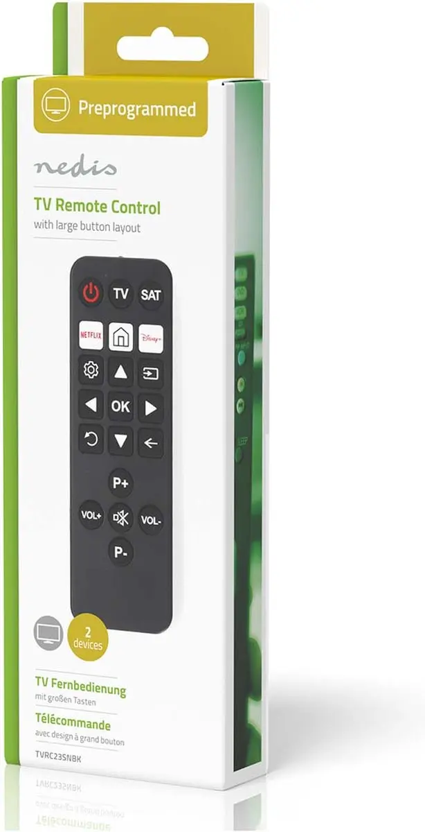 Nedis TVRC23SNBK Universele Afstandsbediening - Disney/Netflix - Zwart