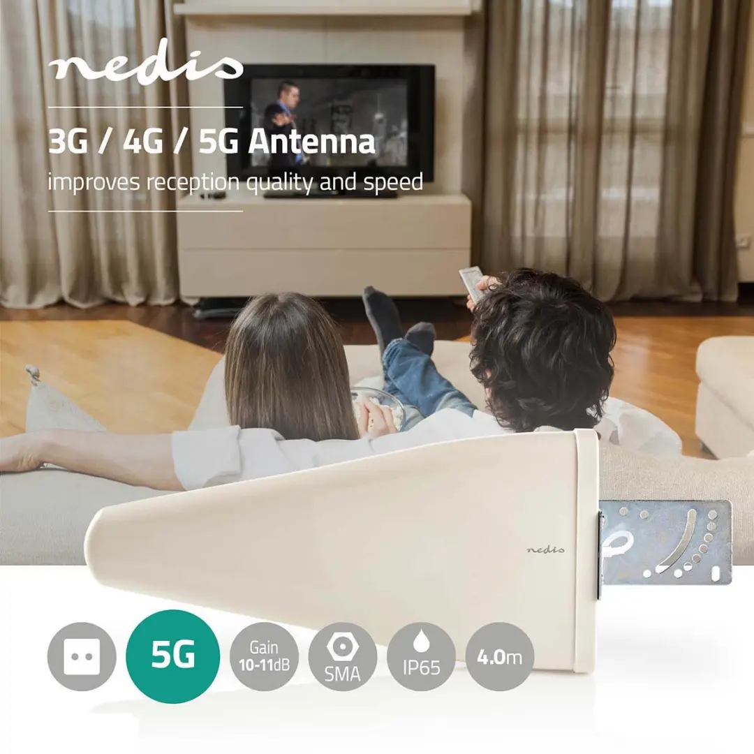 Nedis 5G/4G/3G Antenne ANOR5G10WT - 11dB - 4m - Wit