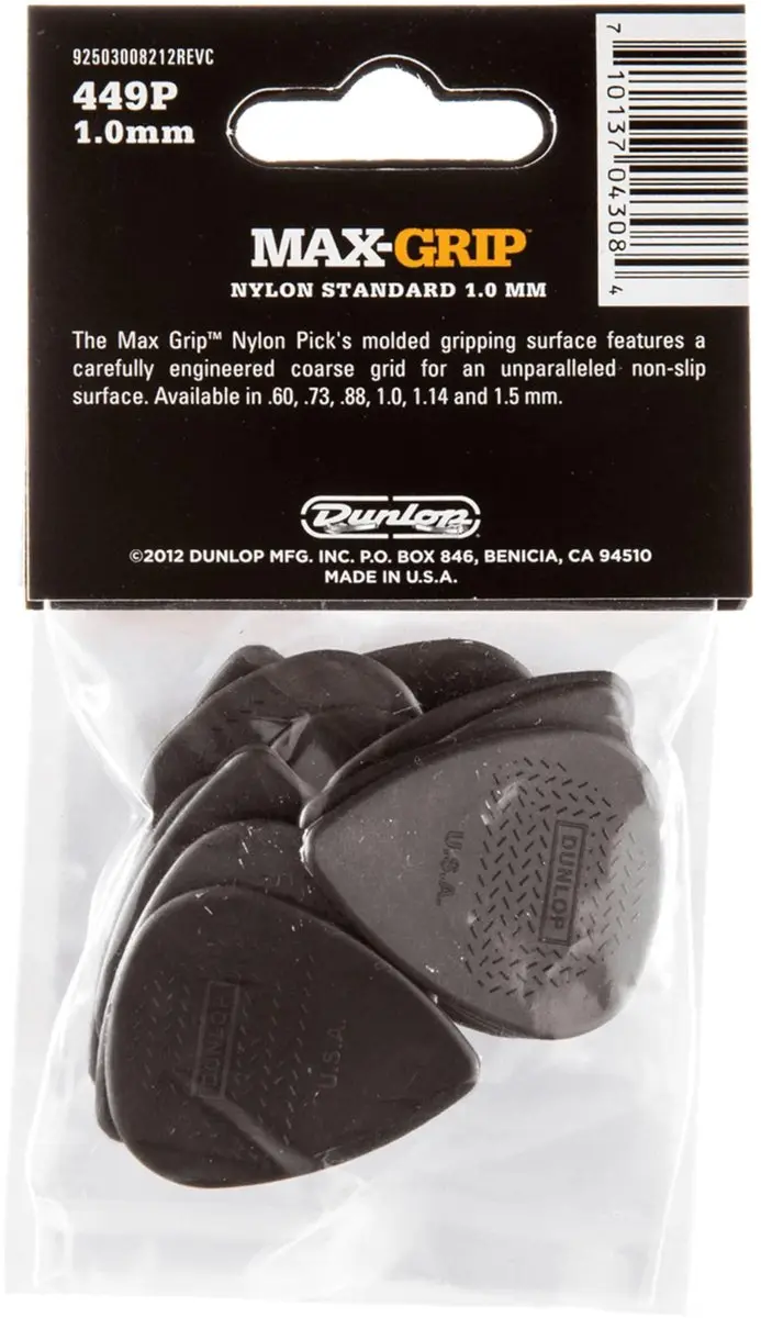 Dunlop Max Grip Plectrum 1.00mm - 12 Stuks