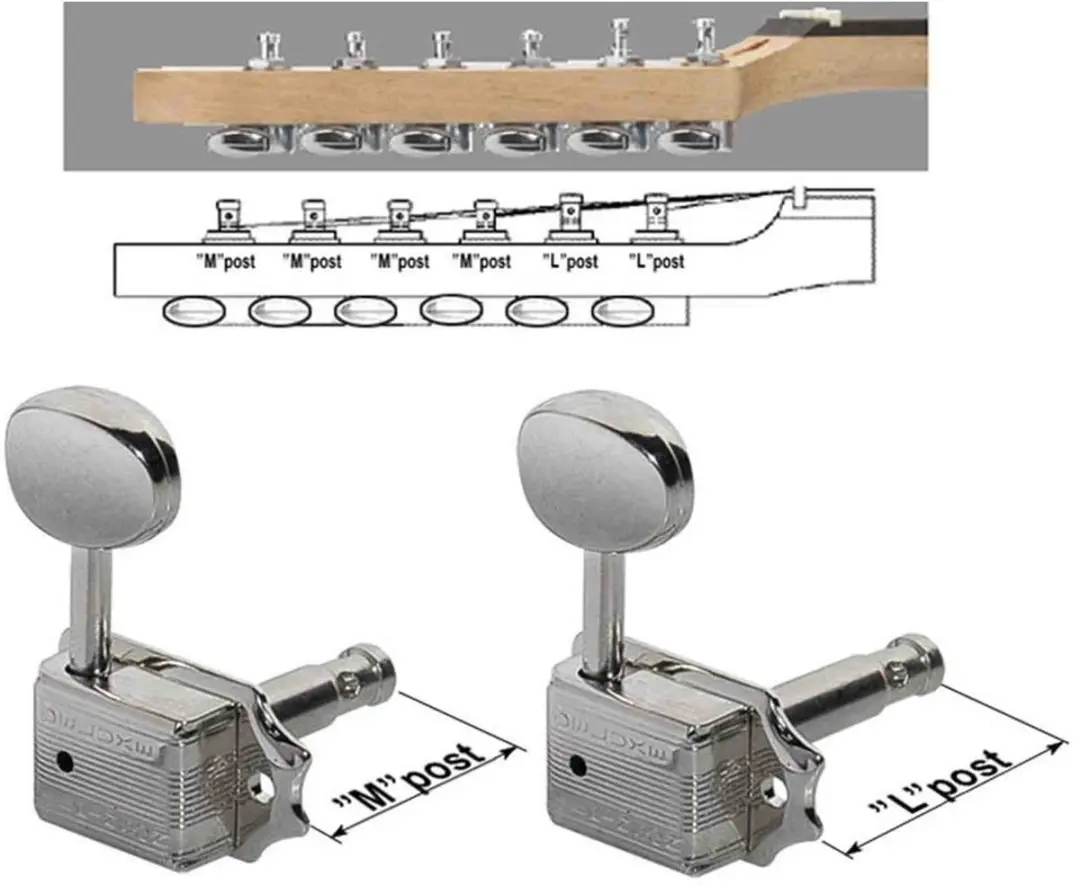 Wilkinson 162-NL-4M2L Gitaar Stemmechanieken - 6 Stuks - Nikkel