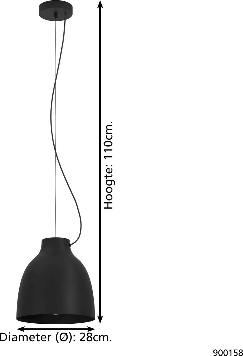 Eglo Camasca Hanglamp E27 - Ø28cm - Zwart