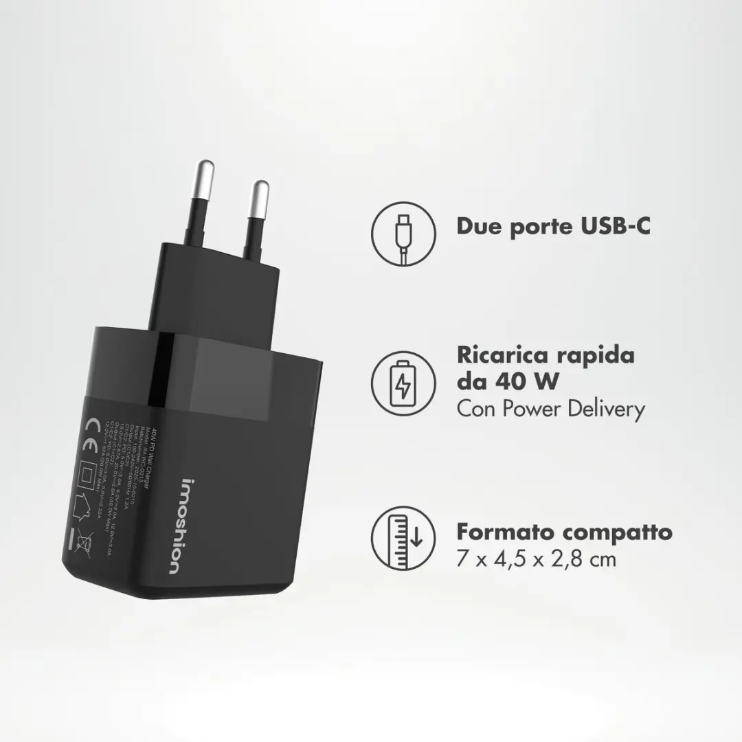 Imoshion SH00093328 USB-C Adapter 40W - 3x USB-C - Zwart