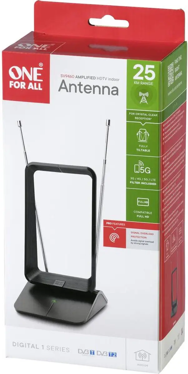 One For All SV 9460-5G Passieve DVB-T/T2 Antenne - Zwart