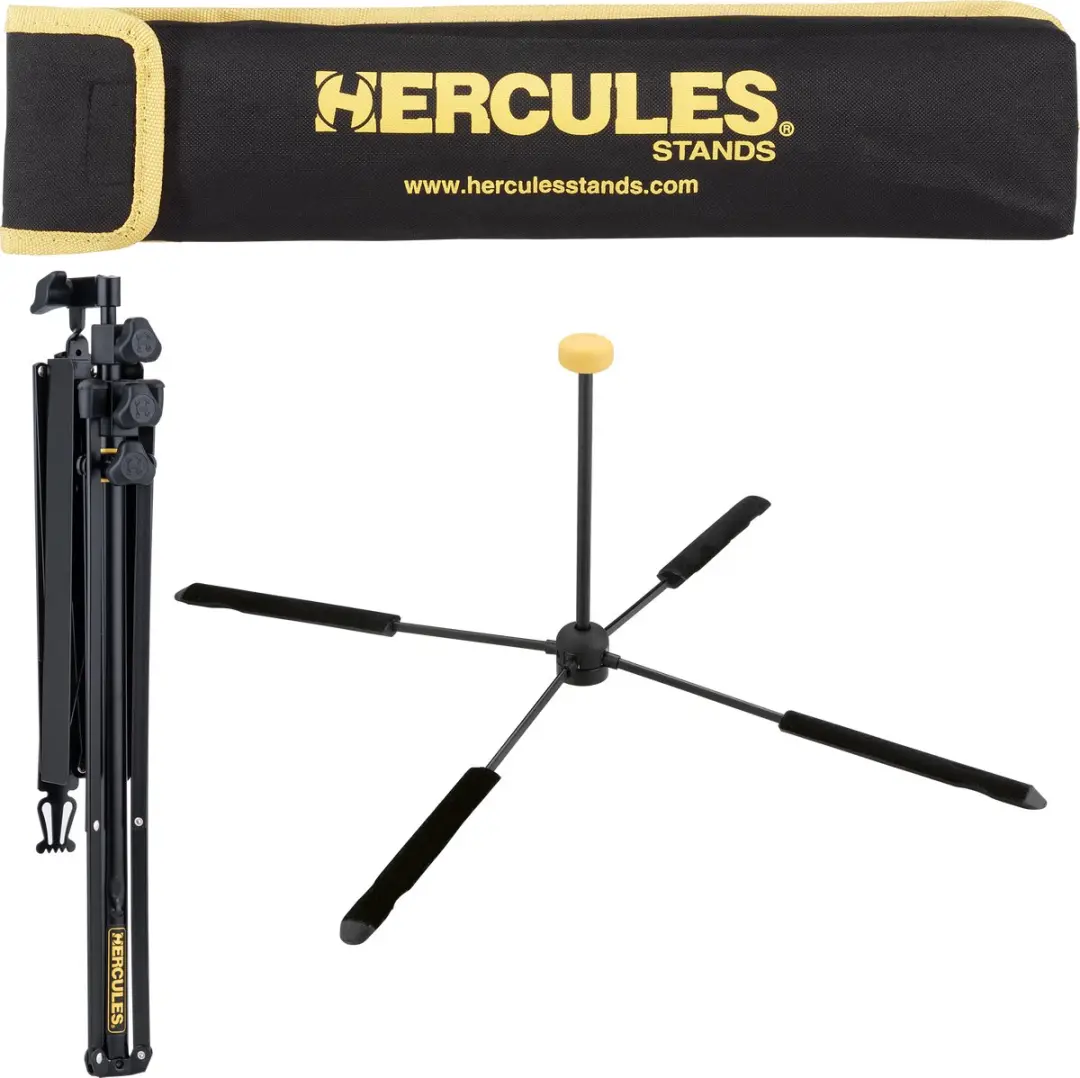 Hercules TravLite Fluitstandaard met Lessenaar - Geel/Zwart