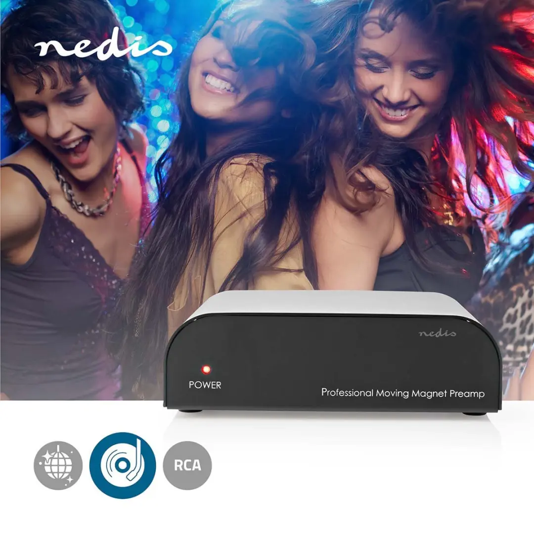 Nedis AAMP2411BK Voorversterker Phono naar RCA - 2 Kanalen - Zwart