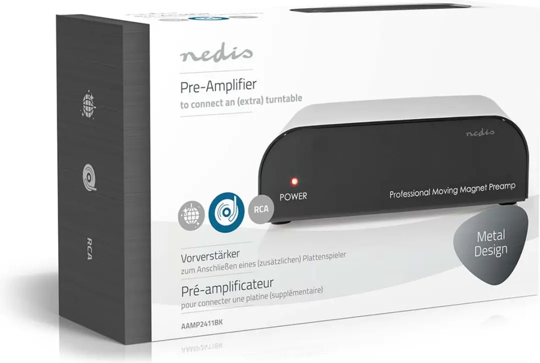 Nedis AAMP2411BK Voorversterker Phono naar RCA - 2 Kanalen - Zwart